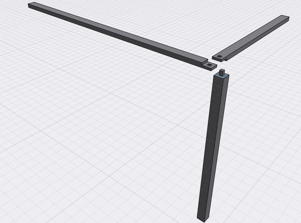 DIY whiteboard top play desk corner wood joinery design 3D mortise and tenon joints and lap joints 