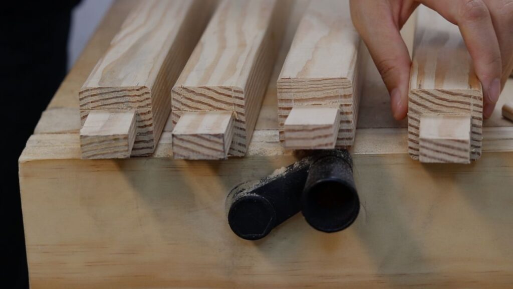 cutting tenon joints on DIY whiteboard top play desk legs